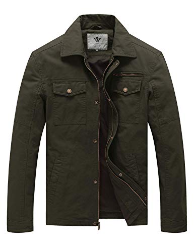 WenVen Men's Casual Tactical Barn Coat Jacket (Army Green, M)