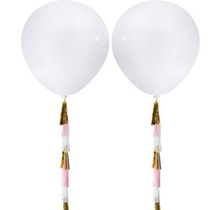 sopeace 2pcs 36" giant black balloons + 15 (white,pink,metallic gold) paper tassel garland for birthday/party/wedding/baby shower decorations, event & party supplies