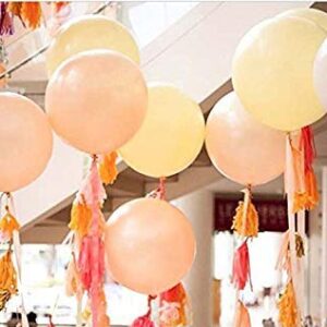 Sopeace 2pcs 36" Giant Black Balloons + 15 (White,Pink,Metallic Gold) Paper Tassel Garland for Birthday/Party/Wedding/Baby Shower Decorations, Event & Party Supplies