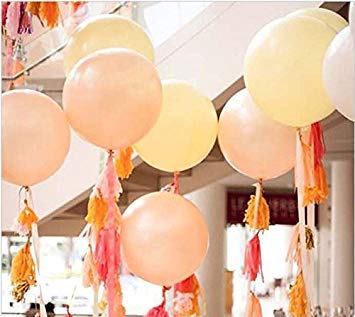 Sopeace 2pcs 36" Giant Black Balloons + 15 (White,Pink,Metallic Gold) Paper Tassel Garland for Birthday/Party/Wedding/Baby Shower Decorations, Event & Party Supplies