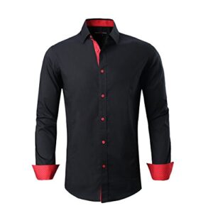 alex vando mens dress shirts regular fit long sleeve stretch business dress shirts for men,black,x large