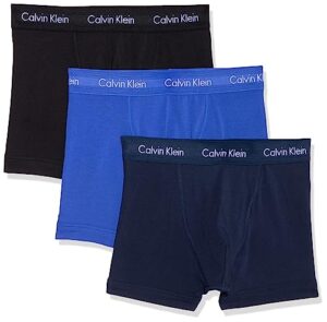 calvin klein men's cotton stretch multipack boxer briefs, cobalt water/black/navy, large