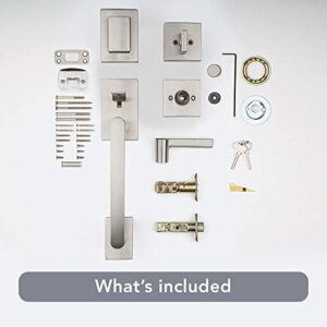 Baldwin Spyglass , Front Entry Handleset with Interior Lever, Featuring SmartKey Deadbolt Re-Key Technology and Microban Protection, in Satin Nickel