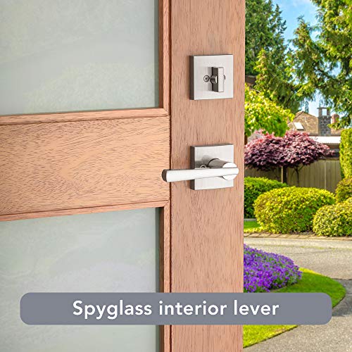 Baldwin Spyglass , Front Entry Handleset with Interior Lever, Featuring SmartKey Deadbolt Re-Key Technology and Microban Protection, in Satin Nickel