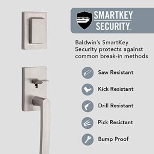 Baldwin Spyglass , Front Entry Handleset with Interior Lever, Featuring SmartKey Deadbolt Re-Key Technology and Microban Protection, in Satin Nickel