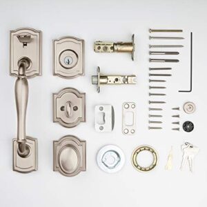 Baldwin Wesley, Front Entry Handleset with Interior Knob, Featuring SmartKey Deadbolt Re-Key Technology and Microban Protection, in Satin Nickel