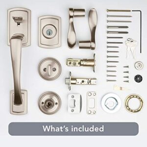 Baldwin Nautica, Front Entry Handleset with Interior Lever, Featuring SmartKey Deadbolt Re-Key Technology and Microban Protection, in Satin Nickel