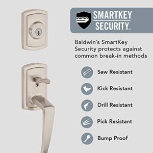 Baldwin Nautica, Front Entry Handleset with Interior Lever, Featuring SmartKey Deadbolt Re-Key Technology and Microban Protection, in Satin Nickel