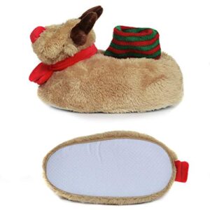 Fuzzy Animal Slippers for Toddler and Little Kids, Moose Giraffe Dog Slippers for Boys Girls (Toddler Kid Size 6-8, Moose)