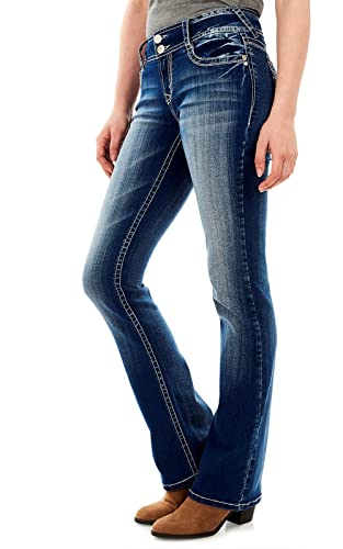 WallFlower Women's Luscious Curvy Bootcut Mid-Rise Insta Stretch Juniors Jeans (Standard and Plus), Jenna, 9