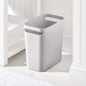 mDesign Plastic Slim Large 2.5 Gallon Trash Can Wastebasket, Classic Garbage Container Recycle Bin for Bathroom, Bedroom, Kitchen, Home Office, Outdoor Waste, Recycling - Aura Collection - Gray