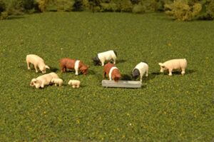 bachmann scene scopes-miniature figures-pigs (9pcs/pak) ho scale, multicolor