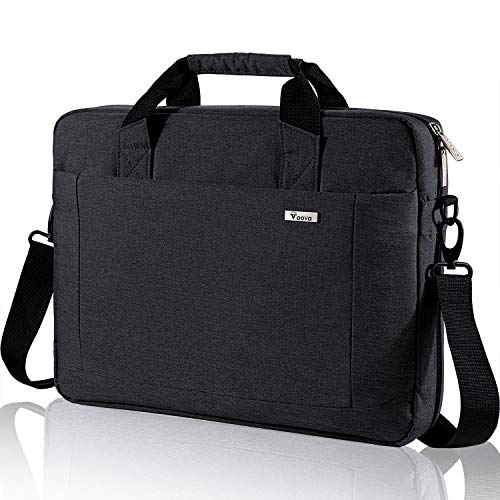 Voova Laptop Bag 15.6 15 14 Inch Briefcase, Expandable Computer Shoulder Messenger Bag Waterproof Carrying Case with Tablet Sleeve, Organizer for Men Women,Business Travel College School-Black