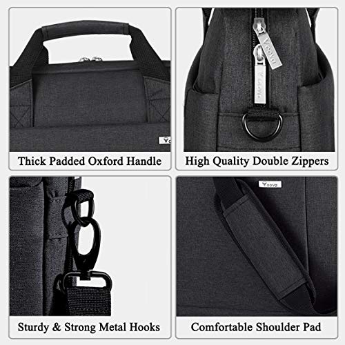 Voova Laptop Bag 15.6 15 14 Inch Briefcase, Expandable Computer Shoulder Messenger Bag Waterproof Carrying Case with Tablet Sleeve, Organizer for Men Women,Business Travel College School-Black