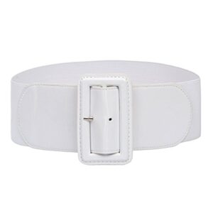 grace karin ladies high stretchy waist wide patent fashion plain leather belt white l