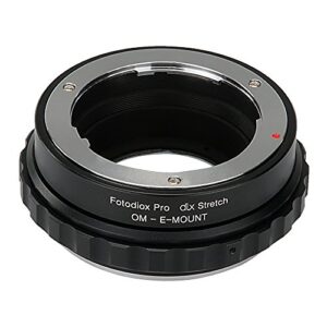 fotodiox dlx stretch lens mount adapter - olympus zuiko (om) 35mm slr lens to sony alpha e-mount mirrorless camera body with macro focusing helicoid and magnetic drop-in filters