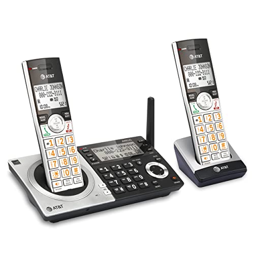 AT&T CL83207 DECT 6.0 Expandable Cordless Phone with Smart Call Blocker, Silver/Black with 2 Handsets