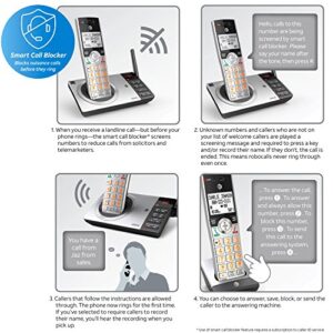 AT&T CL83207 DECT 6.0 Expandable Cordless Phone with Smart Call Blocker, Silver/Black with 2 Handsets