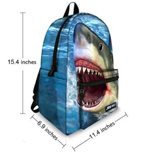 JeremySport Boys Backpack - 3D Animal Face Shark Backpack for School