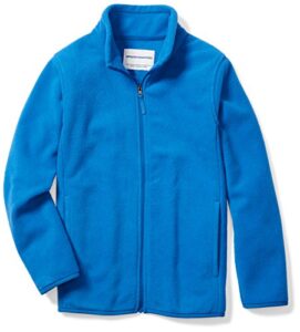 amazon essentials boys' polar fleece full-zip mock jacket, blue, x-small