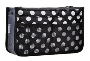 vercord purse organizer insert for handbags bag organizers inside tote pocketbook women nurse nylon 13 pockets black dot medium