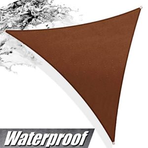 ColourTree 12' x 12' x 12' Brown TADT12 Triangle Waterproof Sun Shade Sail Canopy Awning Shelter Fabric, 95% UV Blockage UV & Water Resistant, Outdoor Patio Garden Carport (We Make Custom Size)