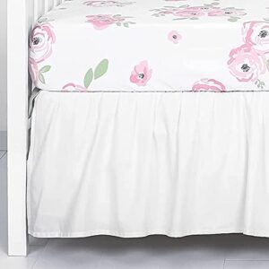 tillyou crib bed skirt dust ruffle off white, 100% natural cotton, nursery crib bedding accessory toddler bedskirt for baby boys girls, 14" drop, off white