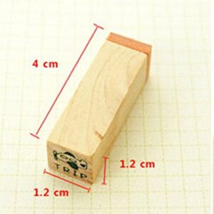 Pack of 25 Pcs Small Green Happy Life Shape Wooden Rubber Stamps with Box for DIY Craft Card and Photo Album (Green)