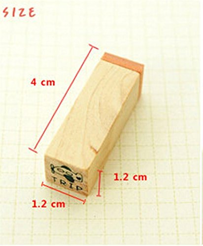 Pack of 25 Pcs Small Green Happy Life Shape Wooden Rubber Stamps with Box for DIY Craft Card and Photo Album (Green)