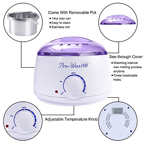 Wax Warmer, Portable Electric Hair Removal Kit for Facial &Bikini Area& Armpit- Melting Pot Hot Wax Heater Accessories Total Body Waxing Spa or Self-waxing Spa in Home for Girls & Women & Men