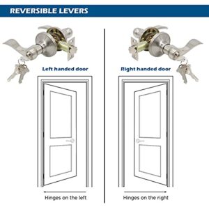 Gobrico Brushed Nickel 2 Keyed-Alike Entry Door Locksets with Lock and Same Key Wave/Drop-Style Interior/Interior Door Handles with Universal Levers