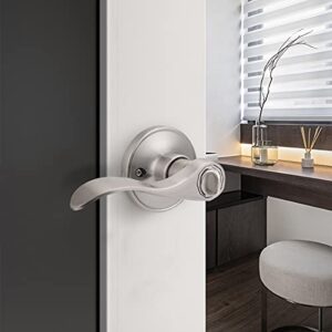 Gobrico Brushed Nickel 2 Keyed-Alike Entry Door Locksets with Lock and Same Key Wave/Drop-Style Interior/Interior Door Handles with Universal Levers