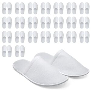 juvale 24 pairs disposable house slippers for guests, bulk pack for hotel, spa, shoeless home, white closed toe (us men size 10, women 11)