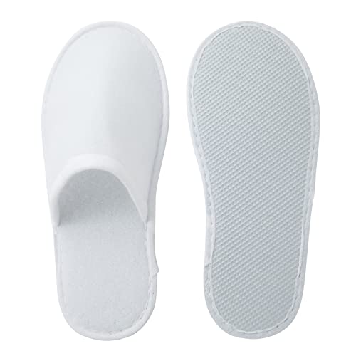 Juvale 24 Pairs Disposable House Slippers for Guests, Bulk Pack for Hotel, Spa, Shoeless Home, White Closed Toe (US Men Size 10, Women 11)