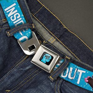 Buckle-Down Seatbelt Belt - INSIDE OUT 6-Character Pose Sparkle Blue/White - 1.0" Wide - 20-36 Inches in Length