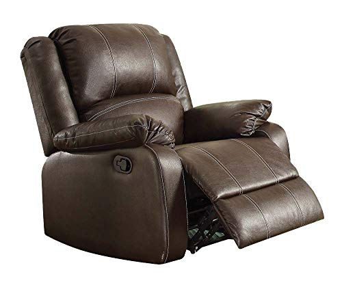 ACME Furniture Zuriel Rocker Recliner - Brown PU, Comfortable Reclining Chair for Small Spaces, Easy Chair with Pocket Coil Seating