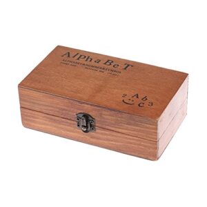 70 pcs Vintage DIY Number and Alphabet Letter Wood Rubber Stamps Set with Wooden Box