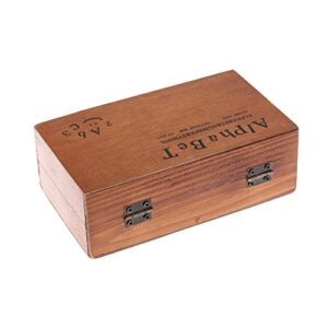 70 pcs Vintage DIY Number and Alphabet Letter Wood Rubber Stamps Set with Wooden Box