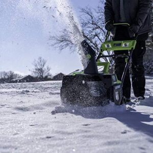 Earthwise SN74018 Cordless Electric 40-Volt 4Ah Brushless Motor, 18-Inch Snow Thrower, 500lbs/Minute, With LED spotlight (Battery and Charger Included)