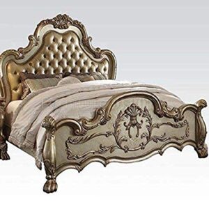 ACME Dresden California King Bed - 23154CK - Bone PU & Gold Patina
