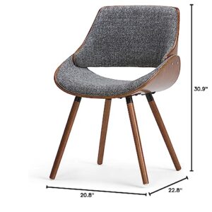 SIMPLIHOME Malden 18 Inch Mid Century Modern Bentwood Dining Chair with Wood Back in Grey Woven Fabric, For the Dining Room