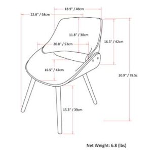 SIMPLIHOME Malden 18 Inch Mid Century Modern Bentwood Dining Chair with Wood Back in Grey Woven Fabric, For the Dining Room