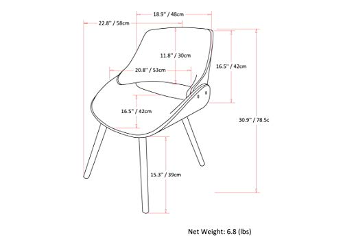 SIMPLIHOME Malden 18 Inch Mid Century Modern Bentwood Dining Chair with Wood Back in Grey Woven Fabric, For the Dining Room