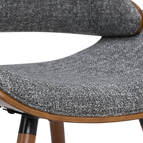 SIMPLIHOME Malden 18 Inch Mid Century Modern Bentwood Dining Chair with Wood Back in Grey Woven Fabric, For the Dining Room