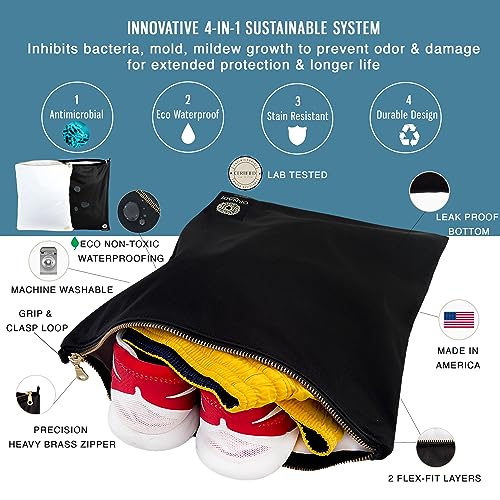 Ornadi Wet Gym Clothes Bag Antimicrobial Waterproof Sport Sack Inhibits Bacteria & Odor from Dirty Laundry, Swimsuits, Sweaty Shoes for Smell Proof Travel 14 X 17.5 Made in USA