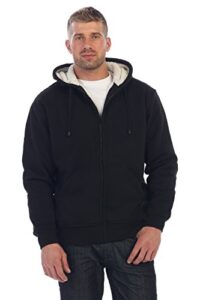 gioberti men heavyweight sherpa lined fleece hoodie jacket, black, large