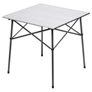 portal lightweight aluminum folding square table roll up top 4 people compact table with carry bag for camping, picnic, backyards, bbq (white)