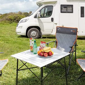 PORTAL Lightweight Aluminum Folding Square Table Roll Up Top 4 People Compact Table with Carry Bag For Camping, Picnic, Backyards, BBQ (White)