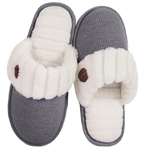 hometop women's cute house slippers for ladies memory foam indoor outdoor slip on bedroom soft home shoes with fuzzy knitted faux fur (39-40 (us women's 9-10; men's 7-8), light gray)