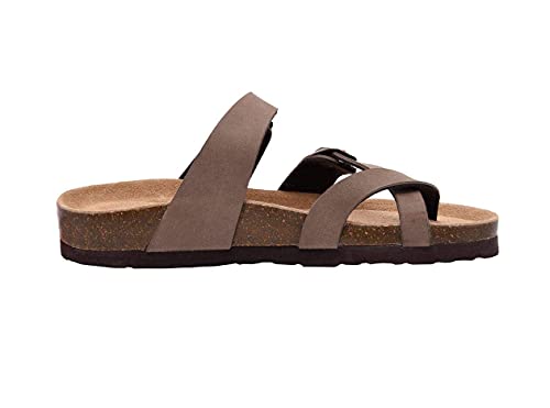 CUSHIONAIRE Women's, Luna Low Heel Slide Sandals Brown 7 M